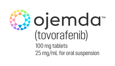 OJEMDA (tovorafenib) logo: 100 mg tablets 25 mg/mL for oral suspension